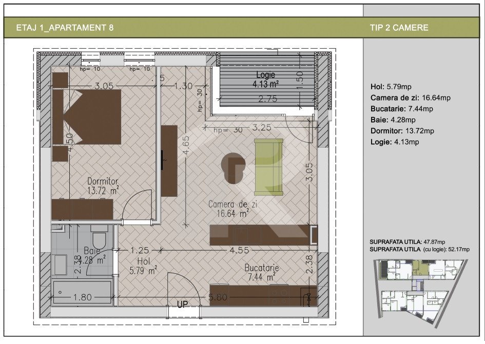 2 camere cu terasa in bloc nou zona Nerva Traian, Metrou Timpuri Noi