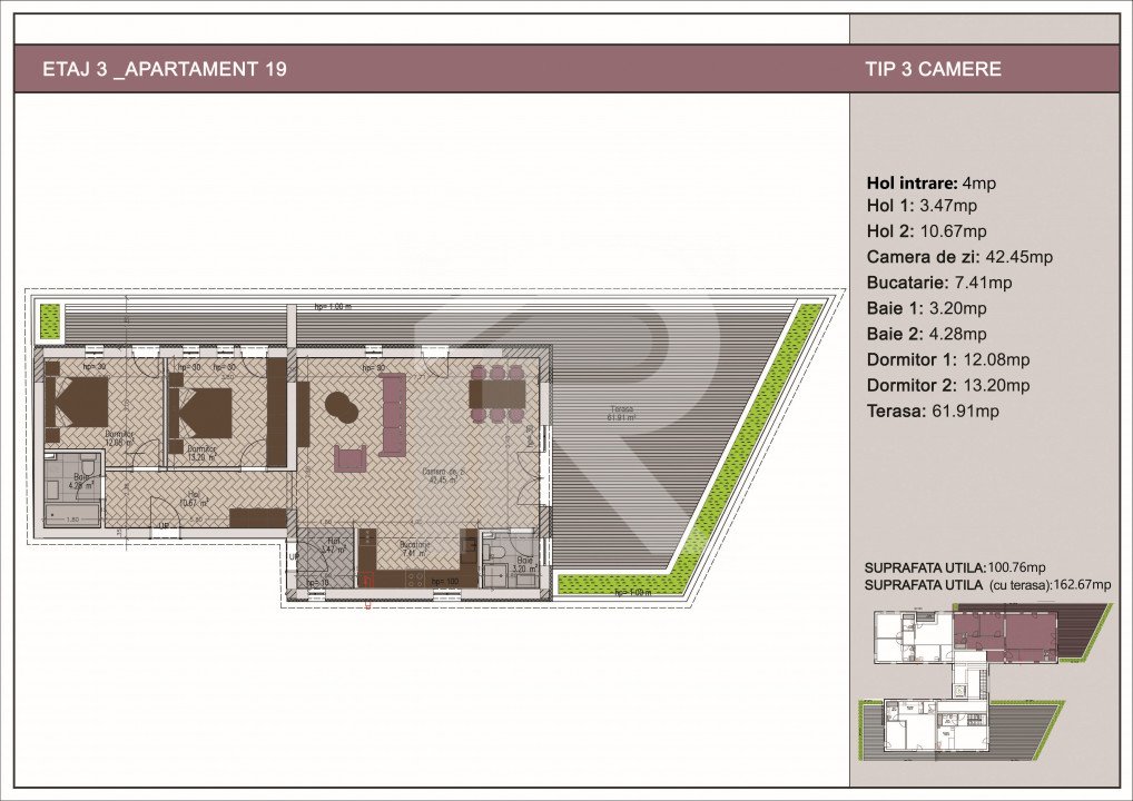 Duplex 3 camere cu terasa de 85mp in bloc nou, zona Nerva Traian, Timpuri Noi !
