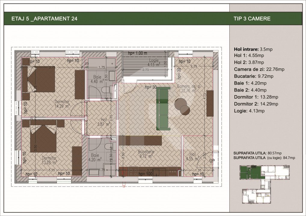 Duplex 3 camere cu terasa de 85mp in bloc nou, zona Nerva Traian, Timpuri Noi !