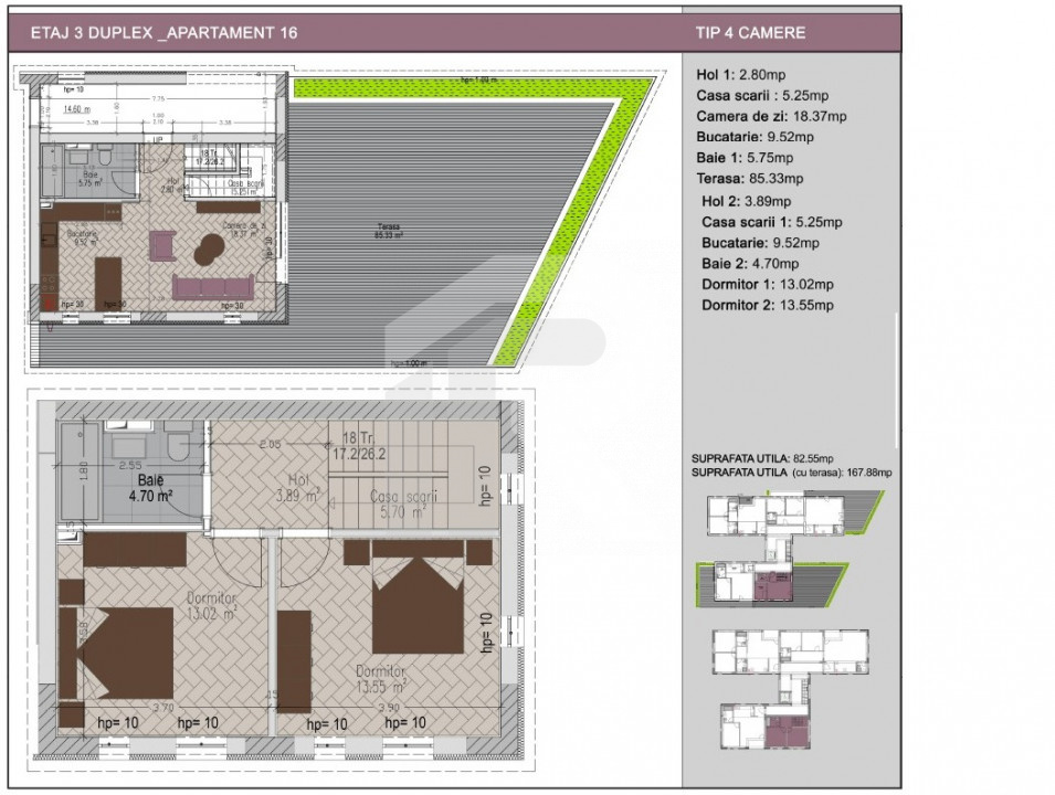 Apartament 3 camere + terasă 62mp, Nerva Traian, metrou Timpuri Noi